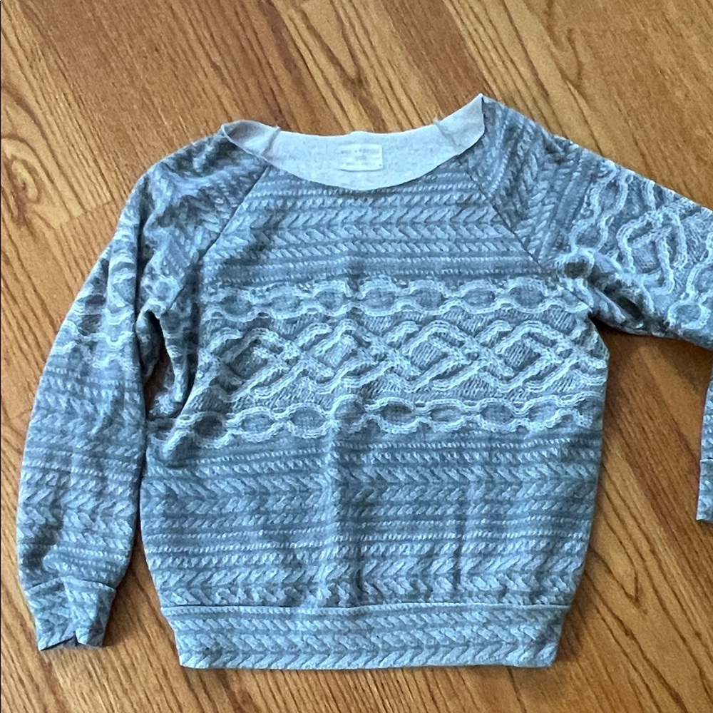 Sol Angeles Anthropologie Gray Patterned Women's off shoulder sweatshirt small